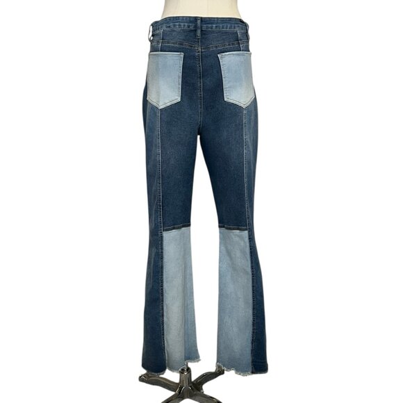 Almost Famous Crave Fame ultra high rise flared patchwork jeans junior’s 13 - Picture 2 of 13